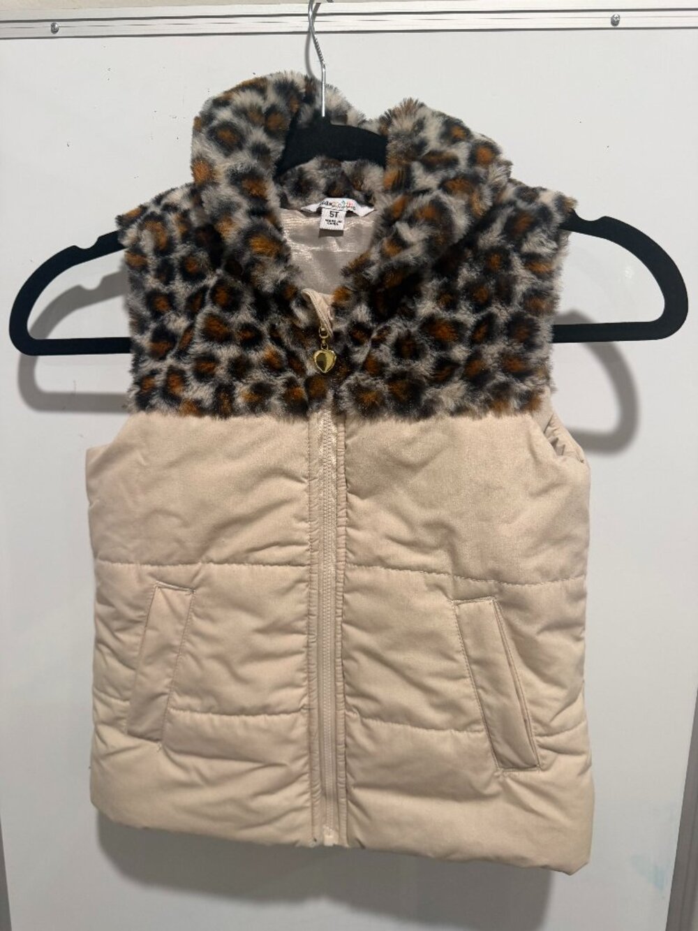 Kids Headquarters Leopard Faux Fur Vest Size 5t